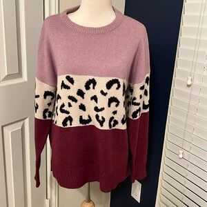 EUC Staccato Color-Block Leopard Sweater